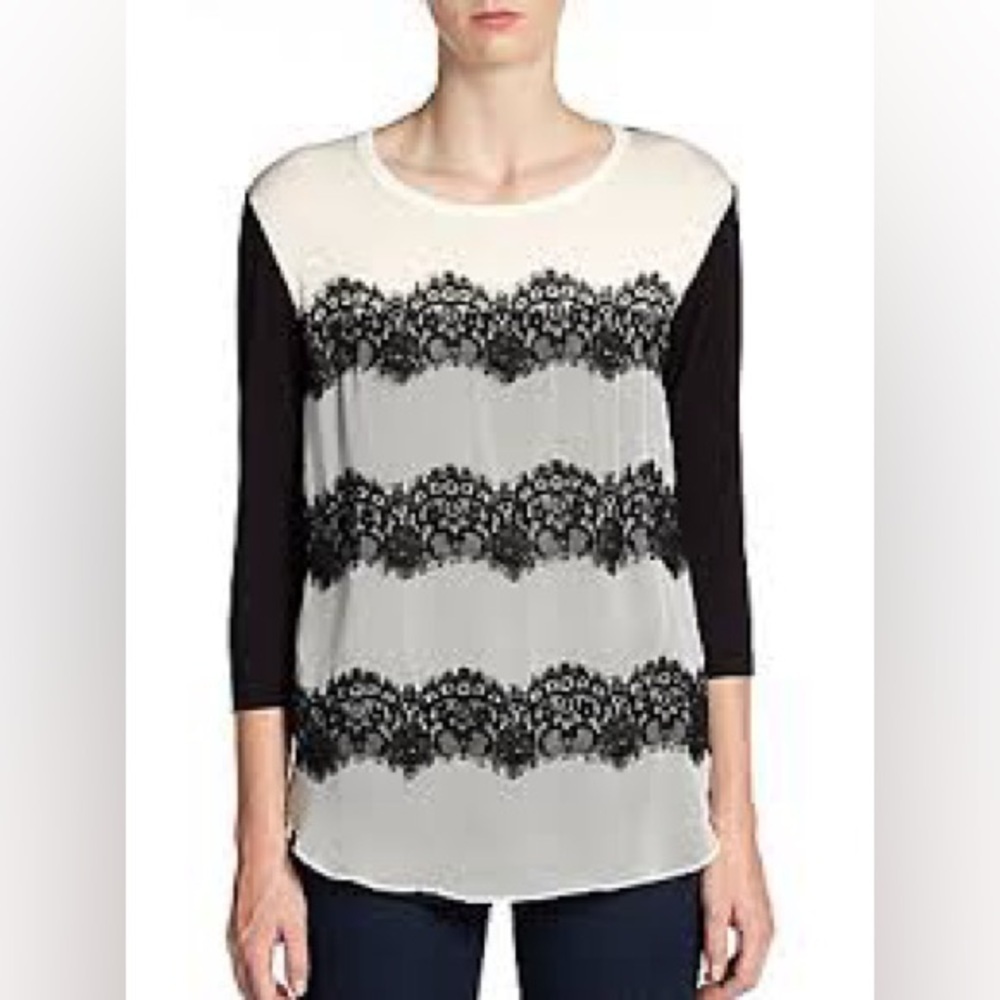 Bailey 44 lace overlay long sleeve blouse size medium